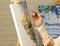 Figured'Art Paint by Numbers Kit for Adults Sea Foam 16"x20" - Craft Art Painting Rolled Canvas with DIY wooden frame